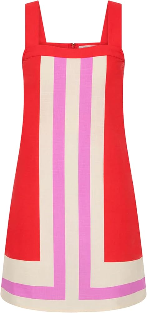 Fiona Jolin Women's Striped Mini Dress Boho Shoulder Strap Sundress Summer Cover Up Dress for Beach