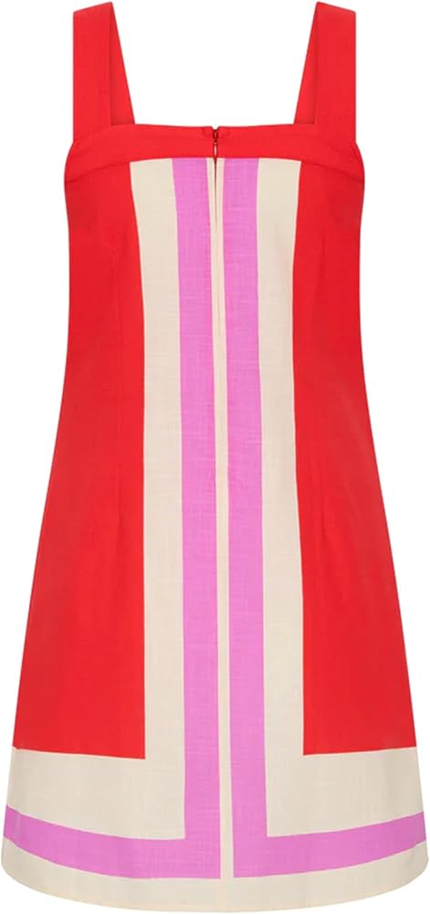 Fiona Jolin Women's Striped Mini Dress Boho Shoulder Strap Sundress Summer Cover Up Dress for Beach