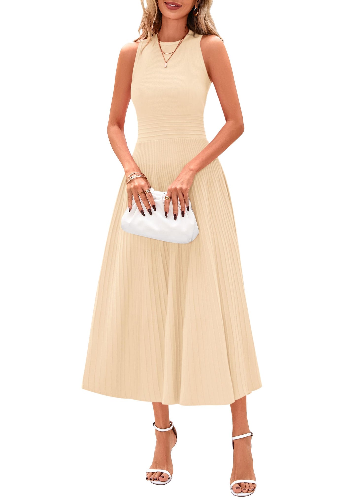 Sleeveless A Line Pleated Dress