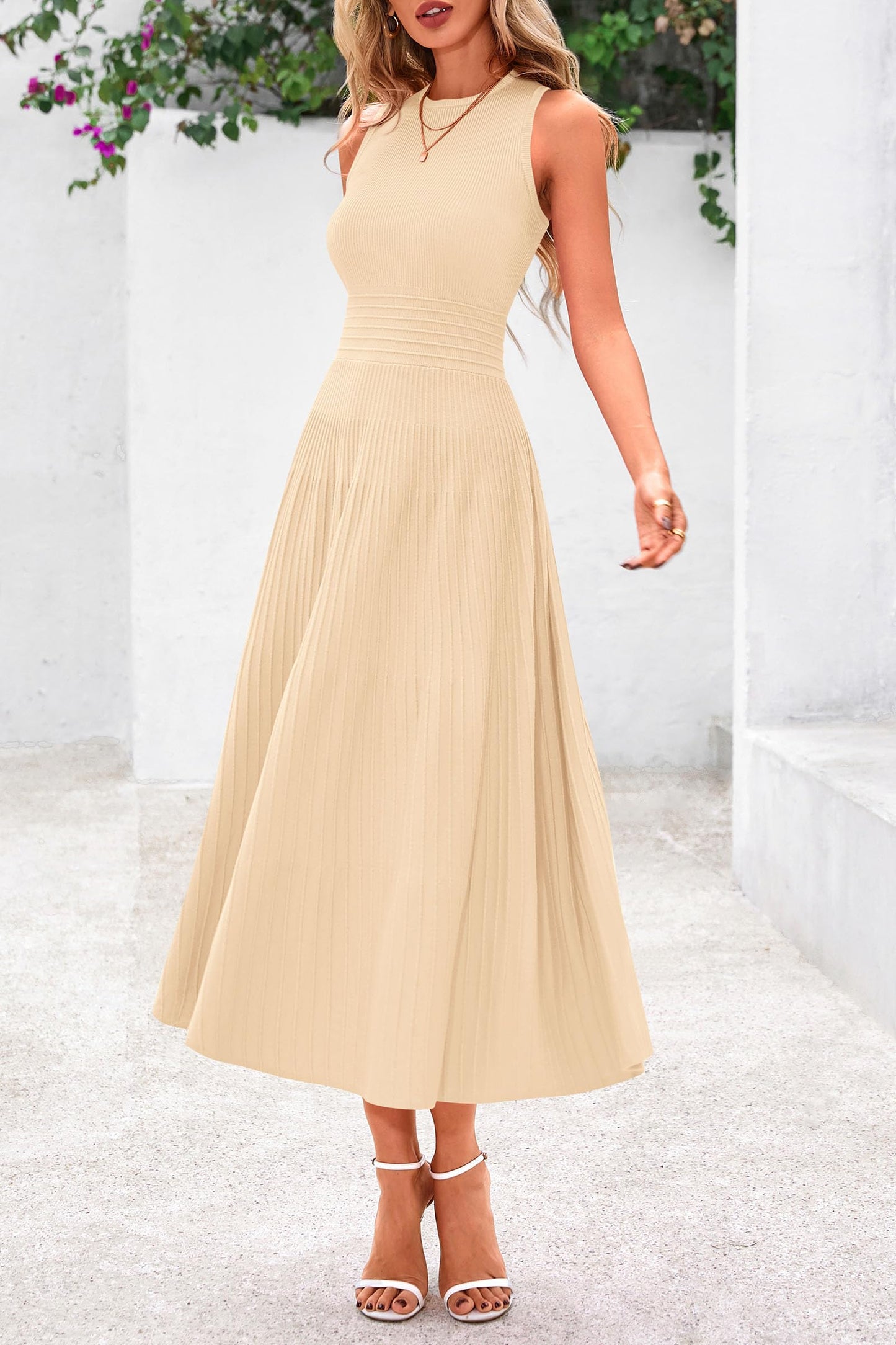 Sleeveless A Line Pleated Dress