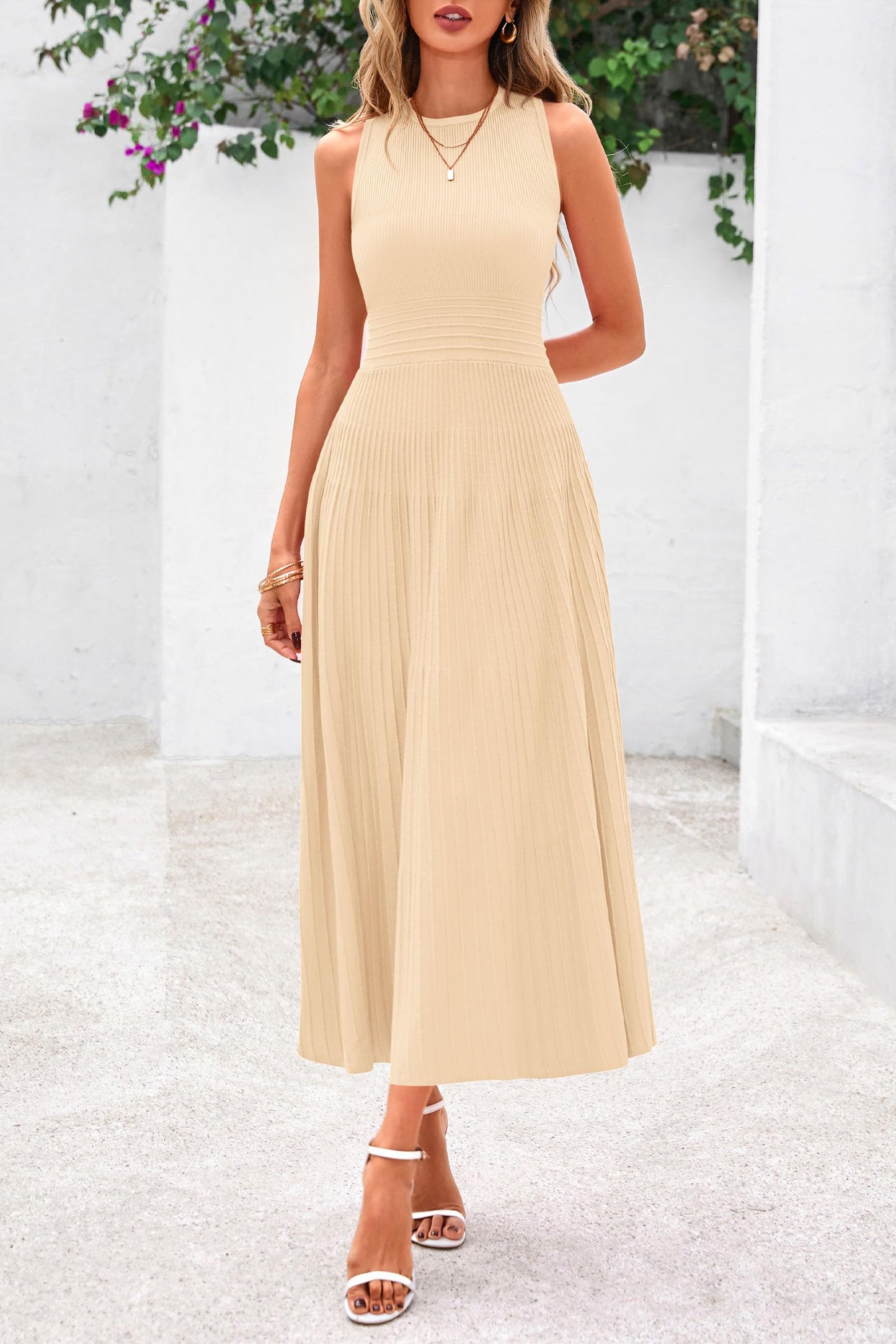 Sleeveless A Line Pleated Dress
