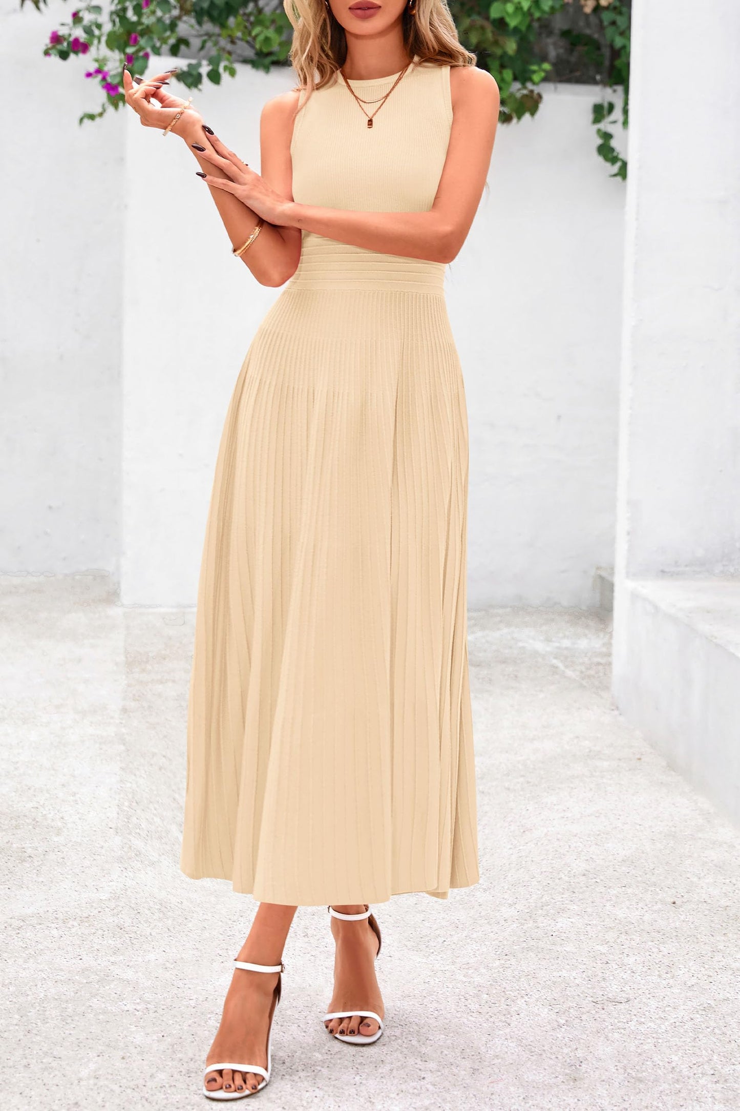 Sleeveless A Line Pleated Dress