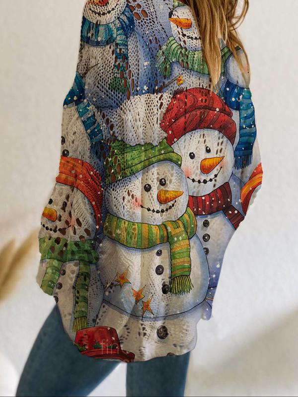 Halloween & Christmas Print Long Sleeve Knit Top