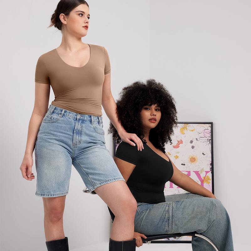 V Neck Basic Slimming Fit Top