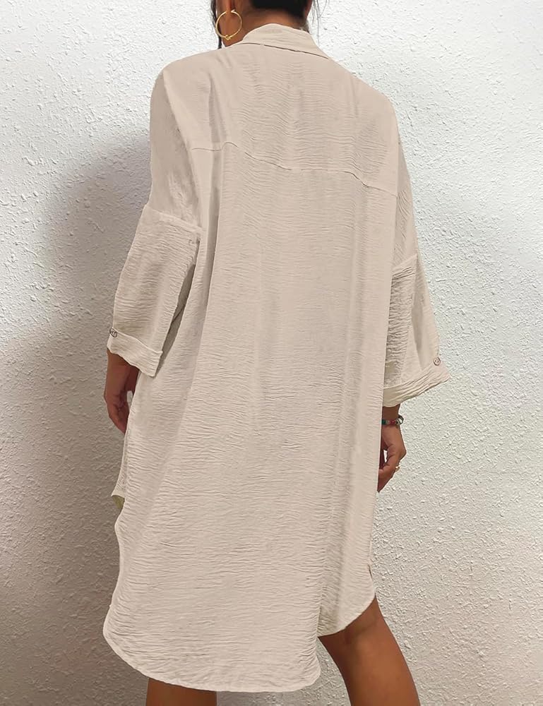 Bsubseach Womens Modern Swimsuit Cover Up Blouse Button Down Shirt Dresses Tops