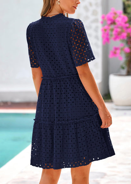 2025 V Neck Hollow Out Summer Dresses
