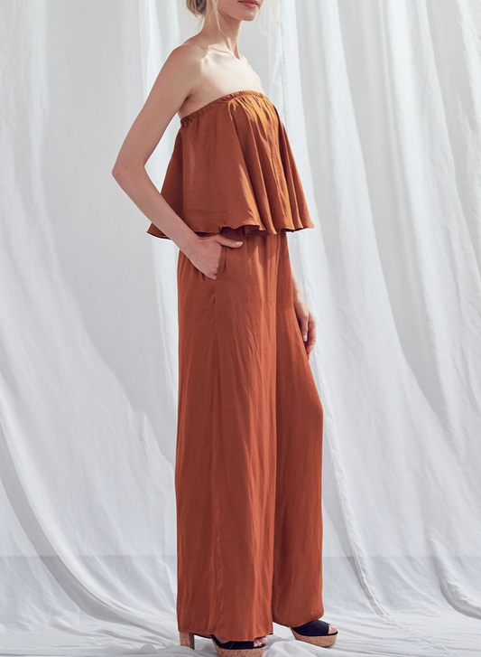 Satin Strapless Jumpsuit