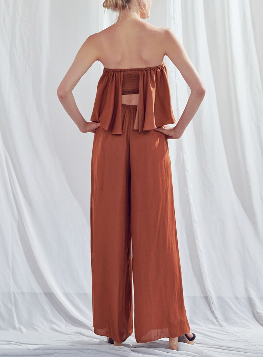 Satin Strapless Jumpsuit