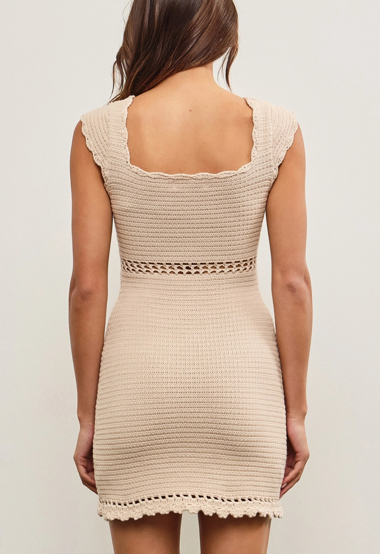 Ruched Crochet Sweater Mini Dress