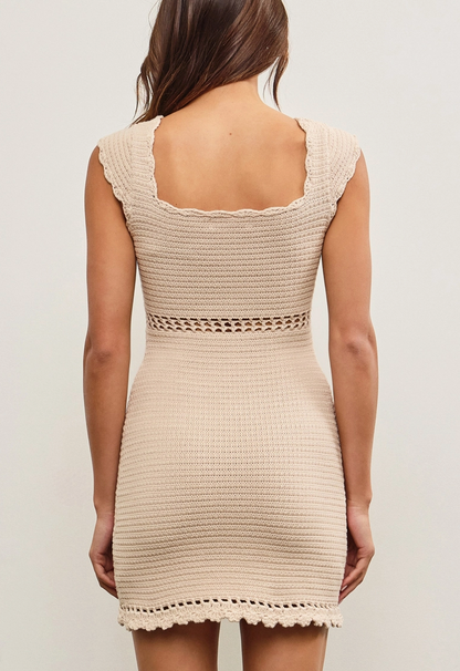 Ruched Crochet Sweater Mini Dress