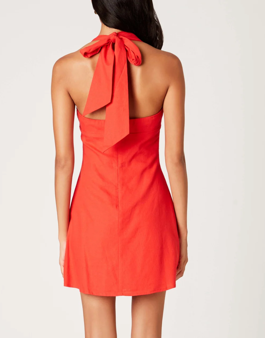 Halter Square Neck Soft Flare Mini Dress