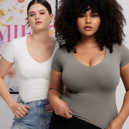 V Neck Basic Slimming Fit Top