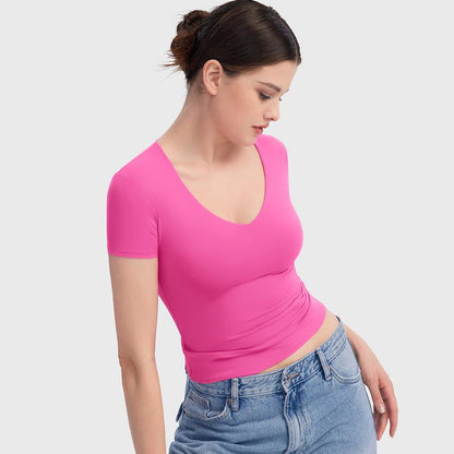V Neck Basic Slimming Fit Top
