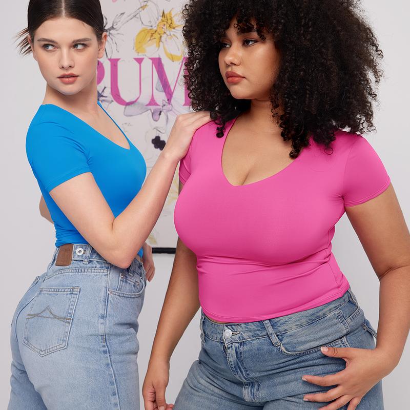 V Neck Basic Slimming Fit Top