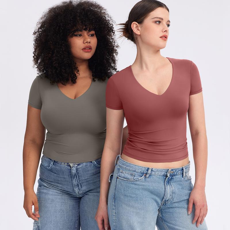 V Neck Basic Slimming Fit Top